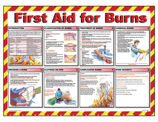 Workplace Safety Poster - First Aid For Burns