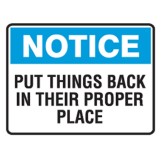 Notice Put Things Back In Their Proper Place Labels 125x90 SAV Pk5